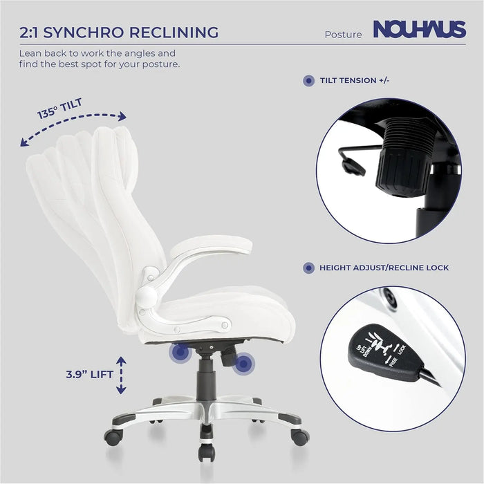 Click5 Lumbar Support with FlipAdjust Armrests. Modern Executive Chair and Computer Desk Chair (Taupe)