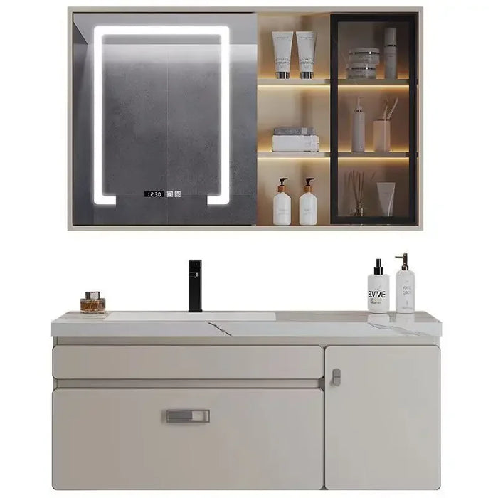 Bathroom Furniture Solid Wood Cabinet With Ceramic Integrated Sink Wash Basin With Mirror Vanity Display Muebles Home Furniture