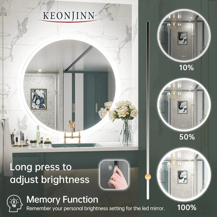Toilet Shower Mirror With Led Light for Bathroom Wall Mirror With Lighting Makeup Mirrors Fixture Home Improvement