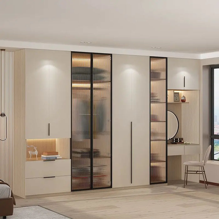 Minimilist Bedroom Wardrobe Glass Transparent Vertical Vanity Storage Organizer Multi Layer Closet Elegant Rangement Furniture