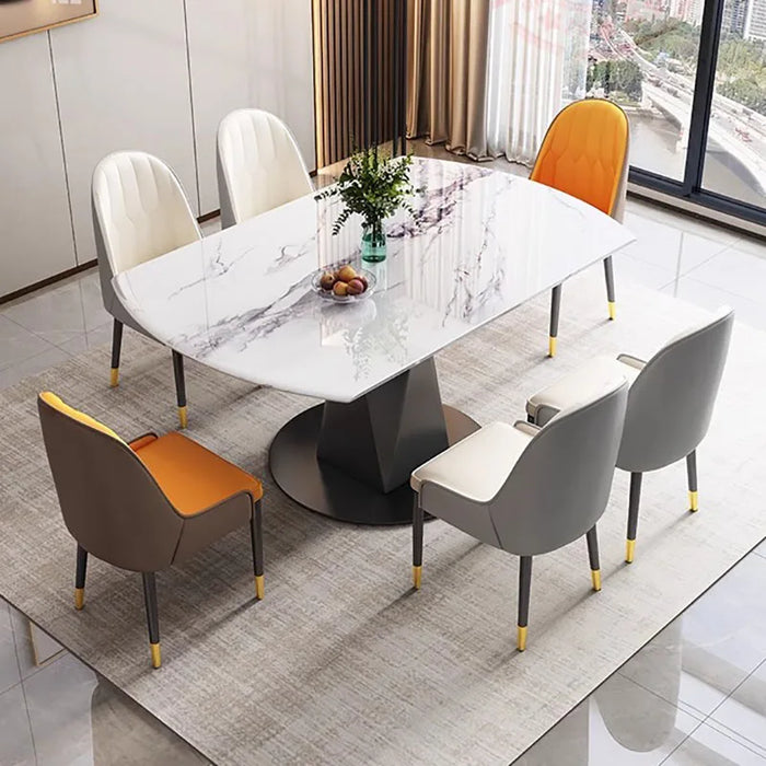 Light Luxury Retractable Microcrystalline Dining Table Rotating Folding Modern Minimalist Marble Variable Round Table YX50DT