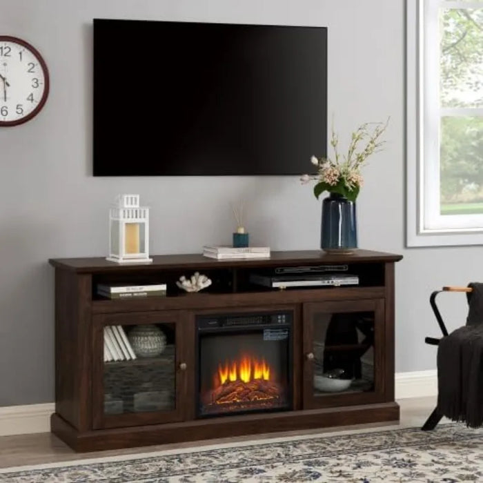 Modern Farmhouse TV Stand Fit up to 60" Flat Screen TV with Storage Cabinet and Open Shelves Industrial Entertainment Center