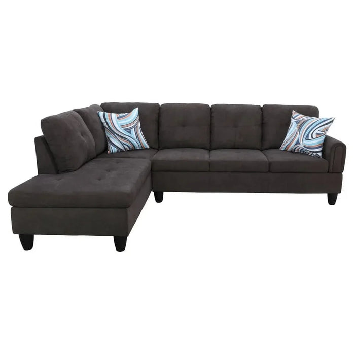 Living Room Convertible Sectional Sofa, Dark Brown, Modern L-Shaped Couch Sofas