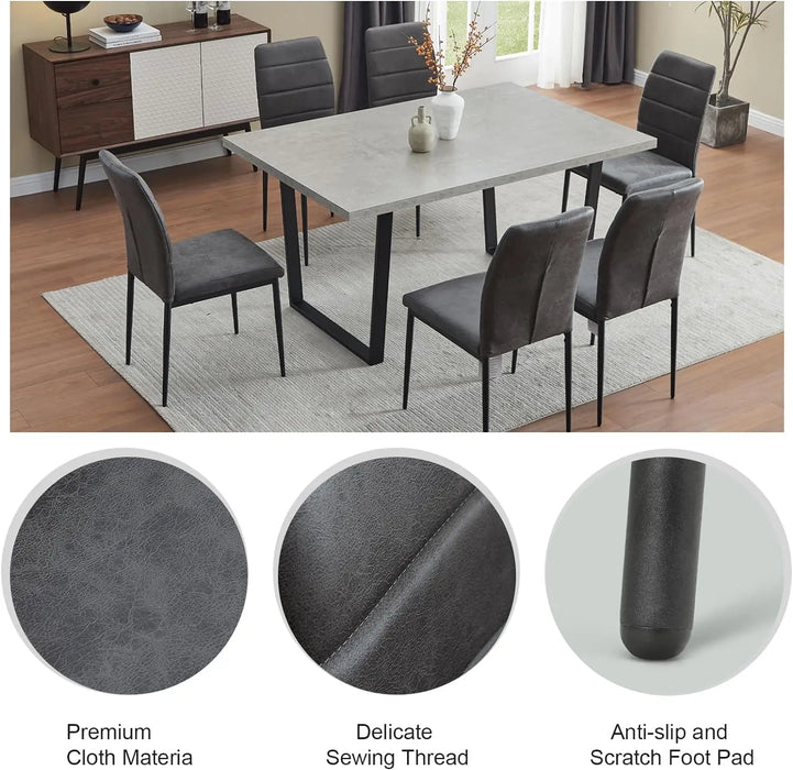 Zerifevni Dining Chair Set of 6 Modern Elegant Side Chairs Leather Durable Wide Cushion for Kitchen Room