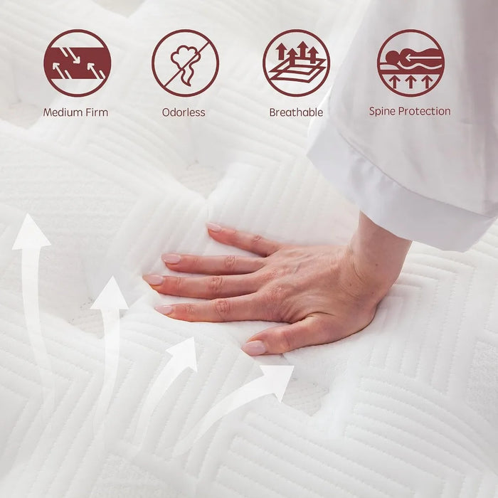 King Mattress,12 Inch Innerspring Hybrid Mattress in a Box with Gel Memory Foam,Individually Wrapped Encased Coil Pocket Spring