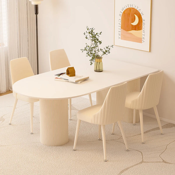 Integral Simple Dining Tables Combination Light Luxury Modern Rock Plate Islands Dining Table Mesa Plegable Furniture Set QF50DT
