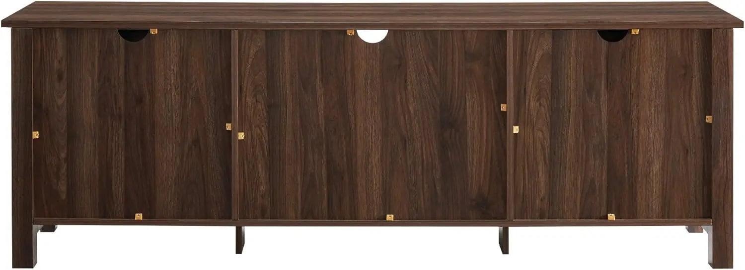 Walker Edison Ashbury Coastal Style Grooved Door TV Stand for TVs up to 80 Inches, 70 Inch, Dark Walnut