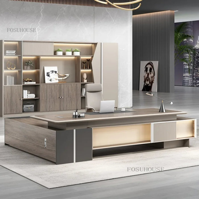 Italian Office Boss Desks Table Simple Modern President Desk Office Furniture Large Manager Computer Desk and Chair Set K