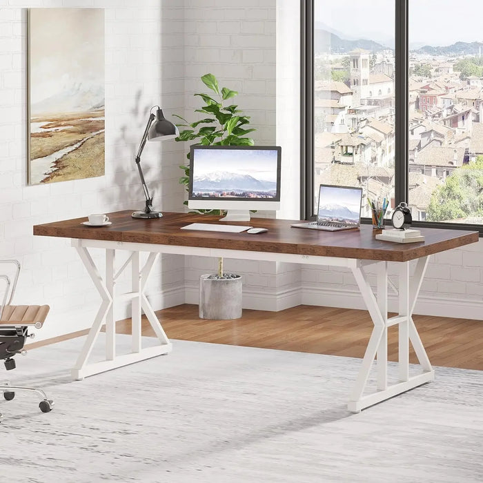 70.8-Inch Executive Desk, Large Computer Office Desk Workstation, Modern Simple Style Laptop Desk Study Writing