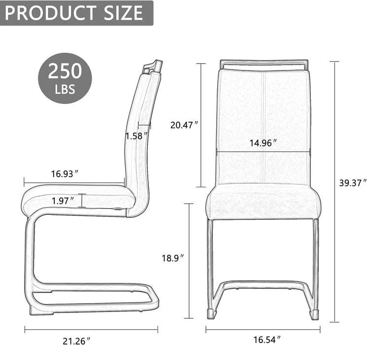 Modern Dining Chairs Set of 4, Side Room Chairs, Kitchen with Faux Leather Padded Seat High Back, for Room