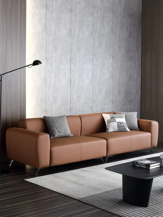 Nordic leather sofa modern simple very simple style small family living room straight row three person four person combination s