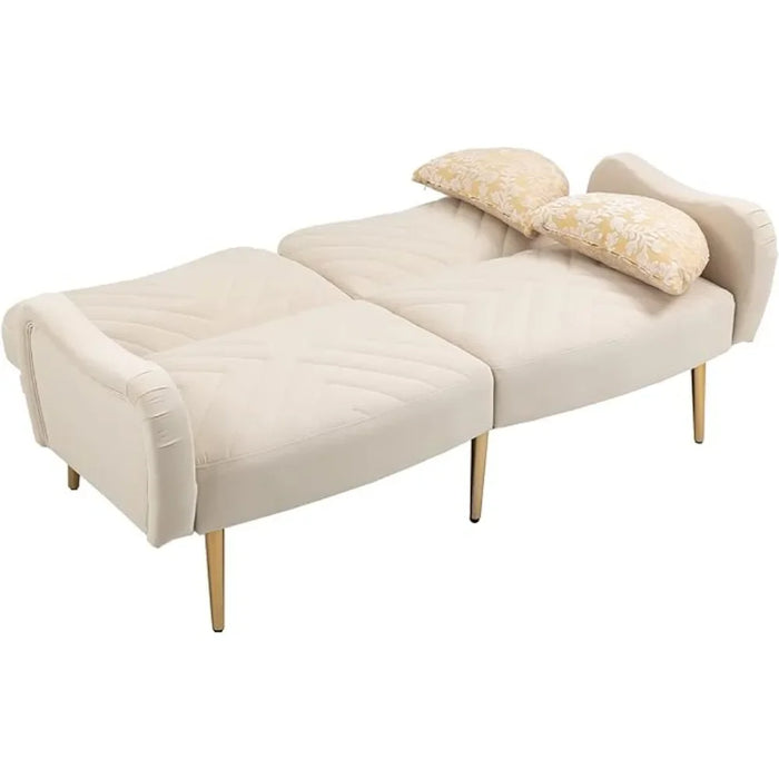 HomSof Loveseat Beige Modern Sofa Small Couch for Living Room with Metal feet and 2 Pillows