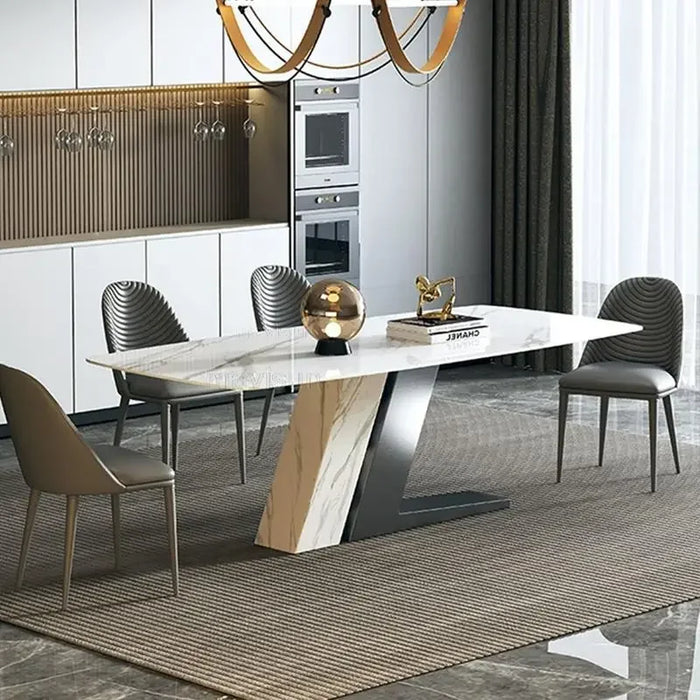 Modern Center Dining Table Mobile Minimalist Large Kitchen Table Marble Stone Dining Table Dinner Mesa Comedor Garden Furniture