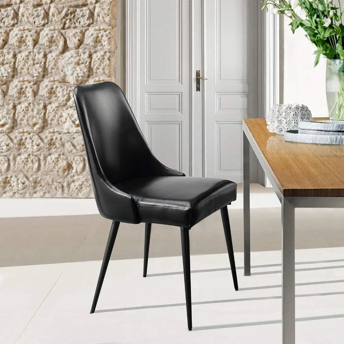 Kitchen Chair Modern Upholstered Dining Chairs, Desk Chair Side Chair with Metal Legs, Black, Pack of 2