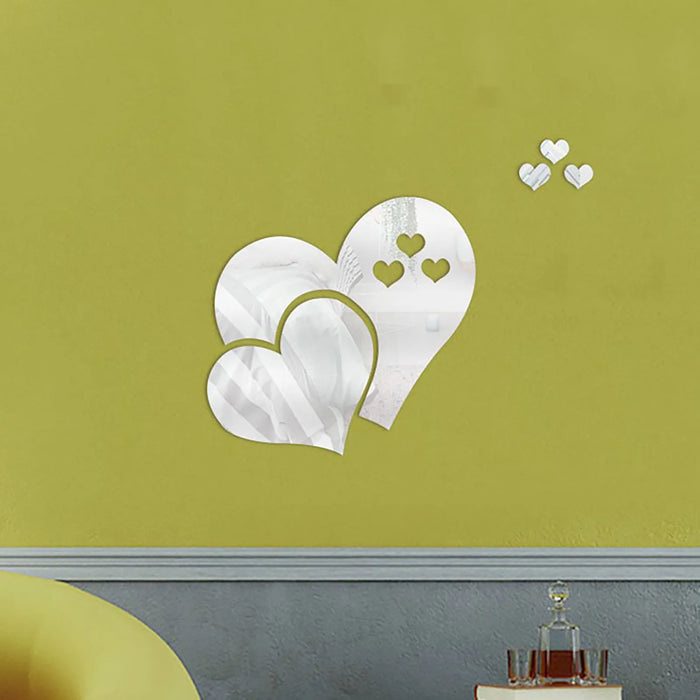 Heart Shape Wall Sticker 3D Creative stickers mirror face Decal decoration acrylic mirror sticker For home living background
