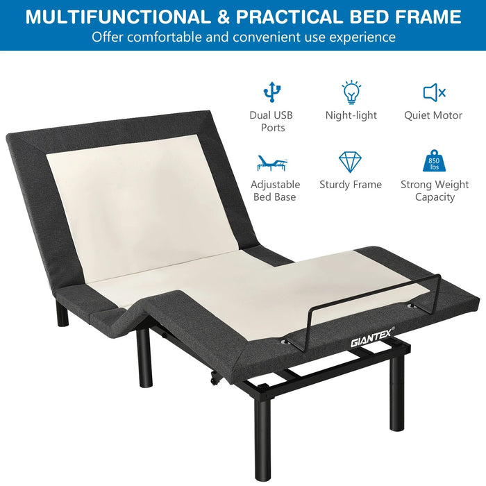 Giantex Twin XL Size Adjustable Bed Base Electric Bed Frame w/ Massage Modes HW67765
