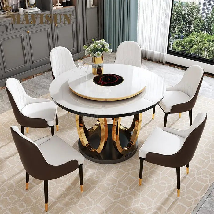 Minimalist Coffee Dining Tables Turntable Luxury Center Hallway Frame Round Tables Kitchen Mesa Comedor Dining Room Furniture