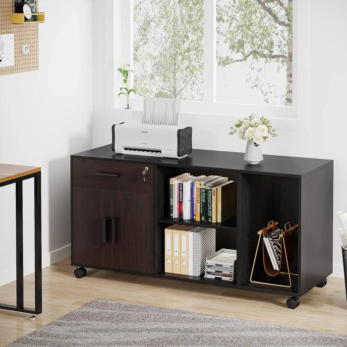 Large Executive Office Desk with Lateral File Cabinet,L Shaped Office Desk with Drawers and Storage,Home Office Furniture Sets