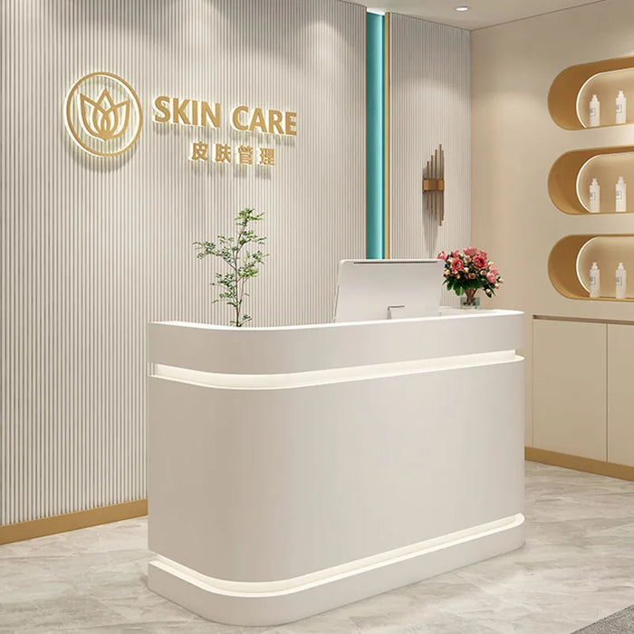 Office Front Reception Desk Shop Counter White White Store Reception Desk Cashier Counter Cash Bureau Meuble Furniture Office