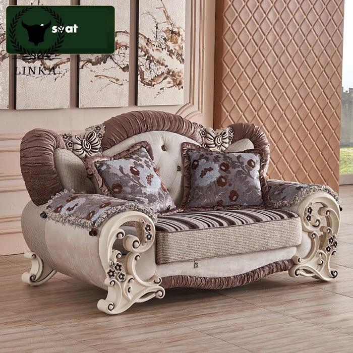 European sofa 1 + 2 + 3 seats + medium Table + 3 corner  / luxurious fabric  in the living room couch