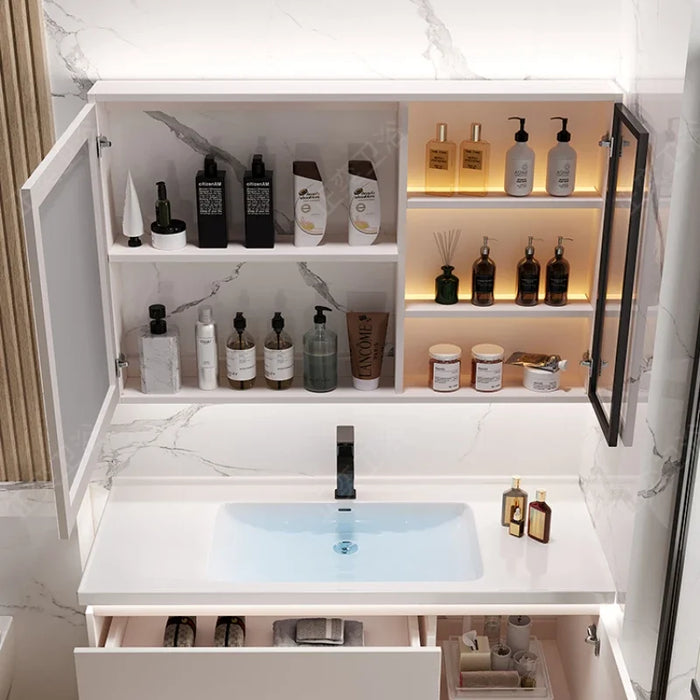 Ceramic Basin Integrated Intelligent Bathroom Cabinet Modern Minimalist Combination Bathroom Sink Washbasin Furniture