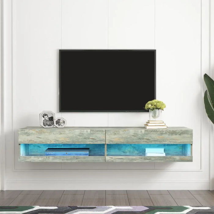 180 Wall Mounted Floating 80" TV Stand with 20 Color LEDs
