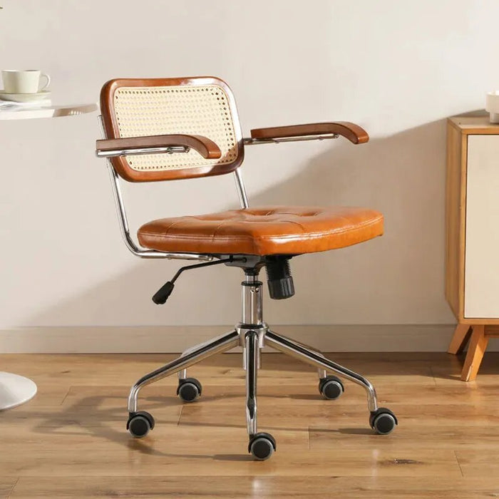 Japanese Rattan Computer Office Chair Retro Rotating Relaxing Office Chairs Rattan Armrest Sillon Oficina Office Furniture