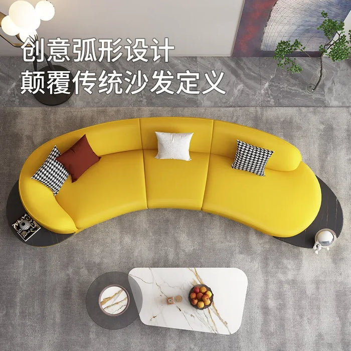 Foshan Fabrik Italienische Designer Stil Linsen Sofa Wohnzimmer Kleine Wohnung Komplette Set von Möbel Ecke Gebogene Sofa