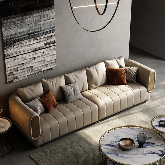 Living room furniture Italian luxury leather sofa head cowhide villa straight leather sofa