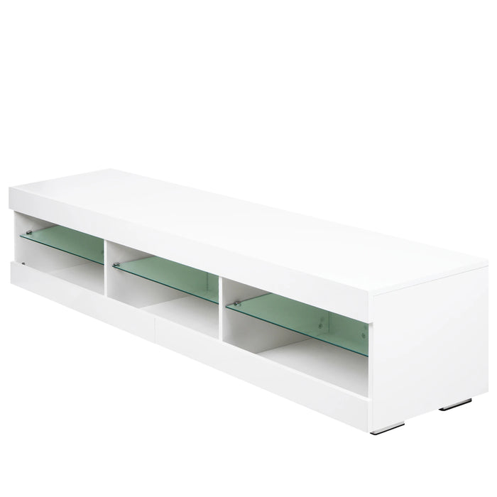 Modern LED TV Stand with Storage and Glass Shelves High Glossy TV cabinet Table