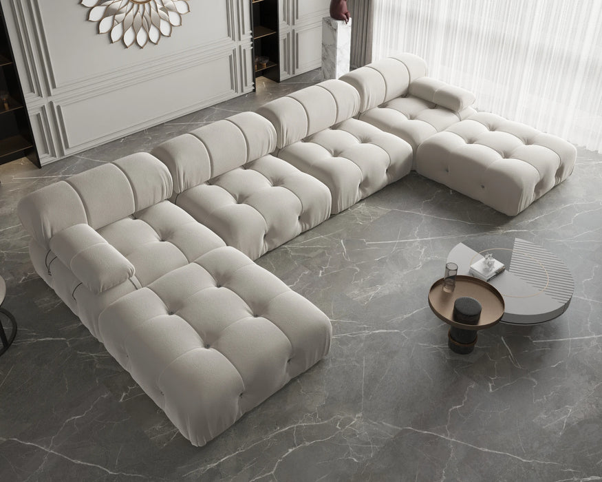 Italian Deianira Sectional Sofa for Living Room 138 inch Wide Velvet Fabric Reversible Modular Counch Sofas with Chaise Ottoman