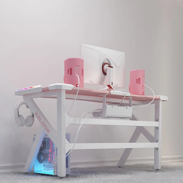RGB Pink gaming desk girls gamer live combination office computer desk PC table fashion lovely bedroom laptop desk study table