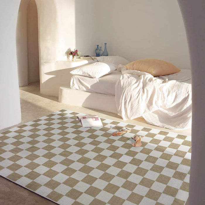 Checkerboard Carpets for Living Room Classic Retro Bedroom Decor Lattice Carpet Large Area Plush Floor Mat Non-slip Lounge Rug