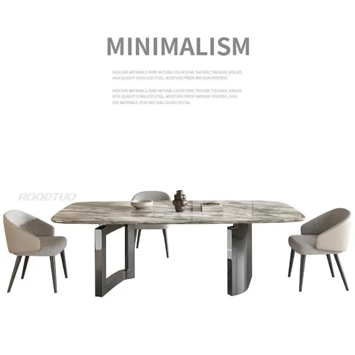 Crystal Marble Stone Dining Table High-End Rectangle Minimalist Villa Marble Restaurant Dining Table Home Furniture