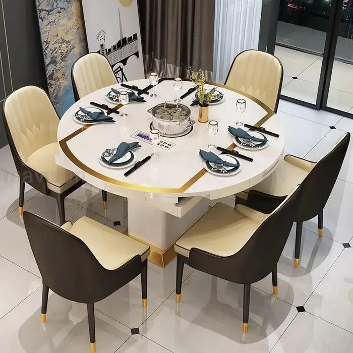 Indoor Modern Dining Tables Folding Breakfast Cooker Round Chairs Room Turntable Restaurant Tavoli Da Pranzo Patio Furniture