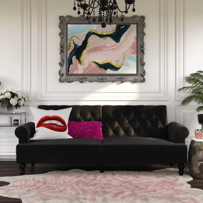 Novogratz Cassidy Upholstered Futon, Blush Velvet