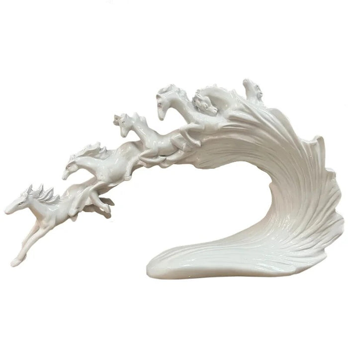 Nordic Luxury Galloping Horse Sculpture Ornament Office Desk Living Room Decoration Store Statue Ornament Home Decor Luxury Gift