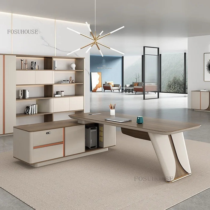 Luxury Paint Office Work Desks Minimalist Modern Manager Computer Table and Chair Set High-End Office Desk Office Furniture K