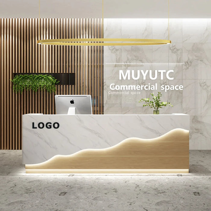 Luxury Club Reception Desks Counter Luxury Cashier Futuristic Reception Desks Standing Mostrador Recepcion Minimalist Furniture