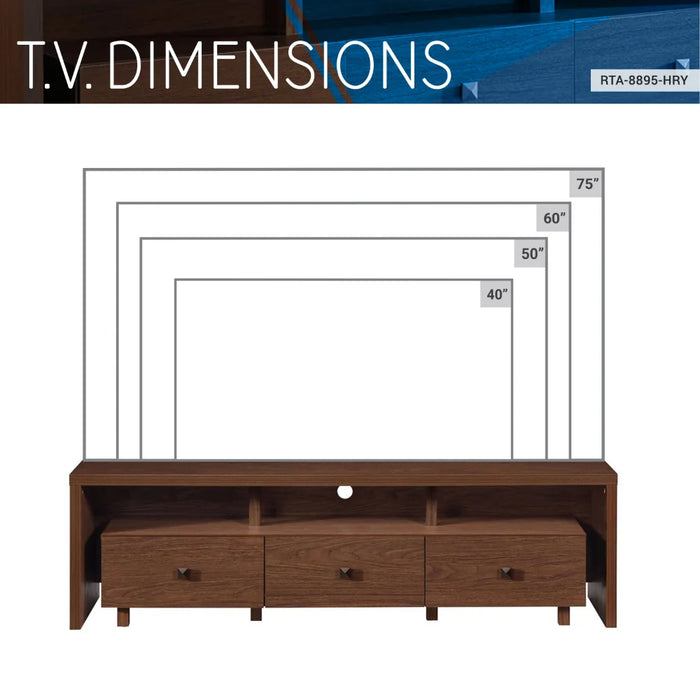 34810574 Elegant Modern TV Stand for TVs Up To 75" with Storage, Wood-like Finish, Hickory Brown，70.75 X 15.25 X 20.00 Inches