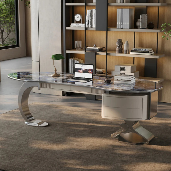 Desktop Meeting Office Desks Computer Storage Executive Workstation Modern Luxury Scrivania Con Cassetti Office Furniture