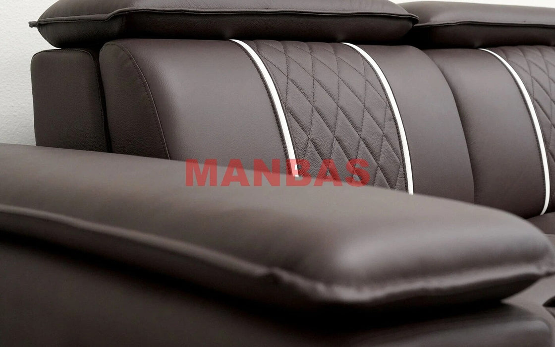 MANBAS Electric Reclining Sofa Set Italian Genuine Leather Power Recliner Functional Salon Cama Sectional Couch U Shape Big Sofa