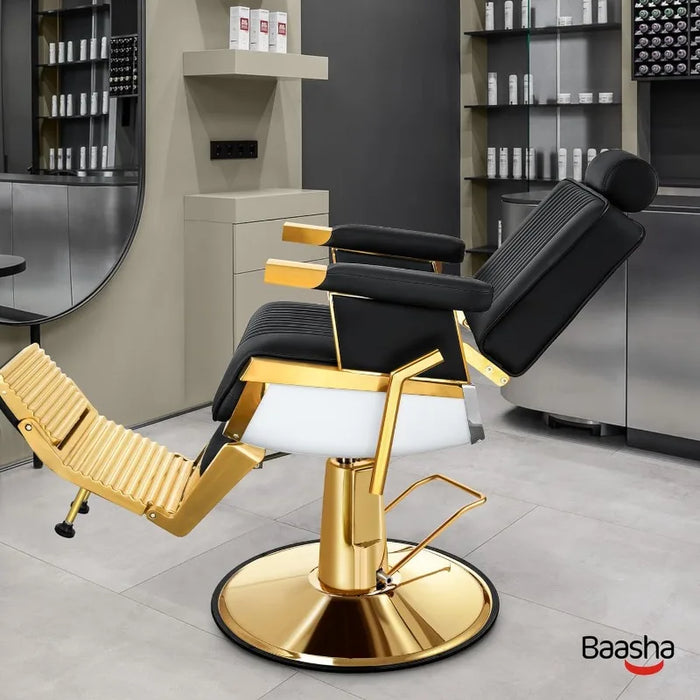 Reclining Salon Chair with Adjustable Backrest & Lumbar Support, Elegant Design Stylist Chair, Heavy Duty Hair Barber Chair