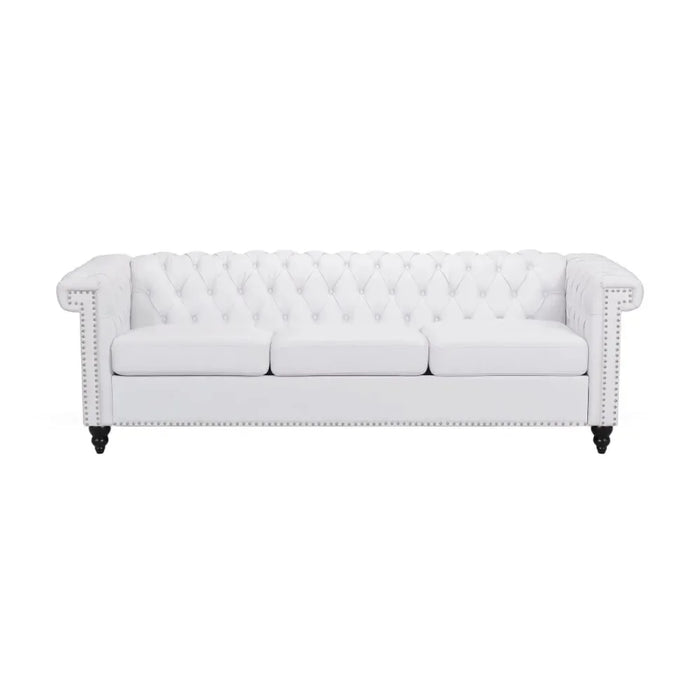 Living Room Tufted Fabric Sofa, with 3 Seats, 83"White Sofas