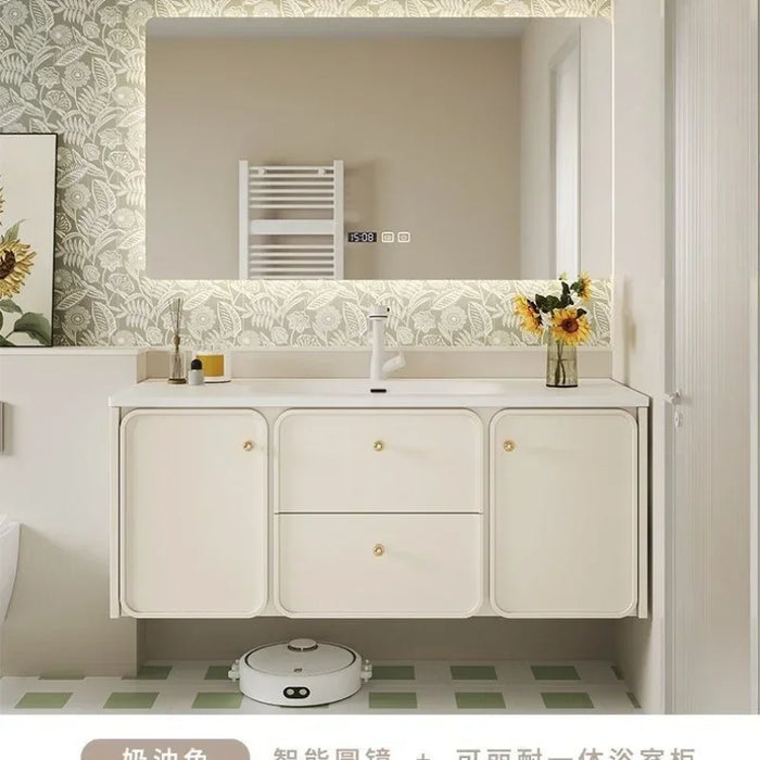 Nordic Bathroom Cabinets With Smart Mirror Ceramics Integrated Washbasin Bathroom Vanity Cabinet With Sink Bathroom Furniture