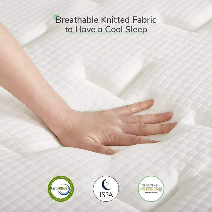 Queen Mattress, 12 Inch Hybrid Mattress in a Box, Innerspring Mattress with Gel Memory Foam for a Cool Sleep, Pressure Relief