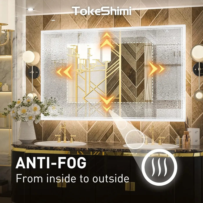 Bathroom Mirrors Free Shipping Mirror Bathroom Mirror Frontlit and Backlit 3-Color Home Decor Vanity Makeup Mirror Dimmable Bath