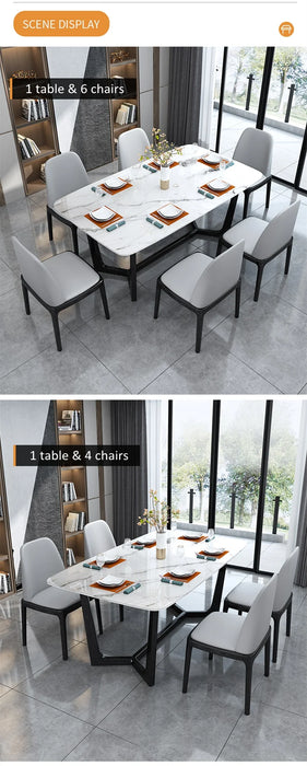 Luxury Dinner Table Set 6 Chairs Modern Dining Table Set Fashionable Marble Dining Table Hot Sale