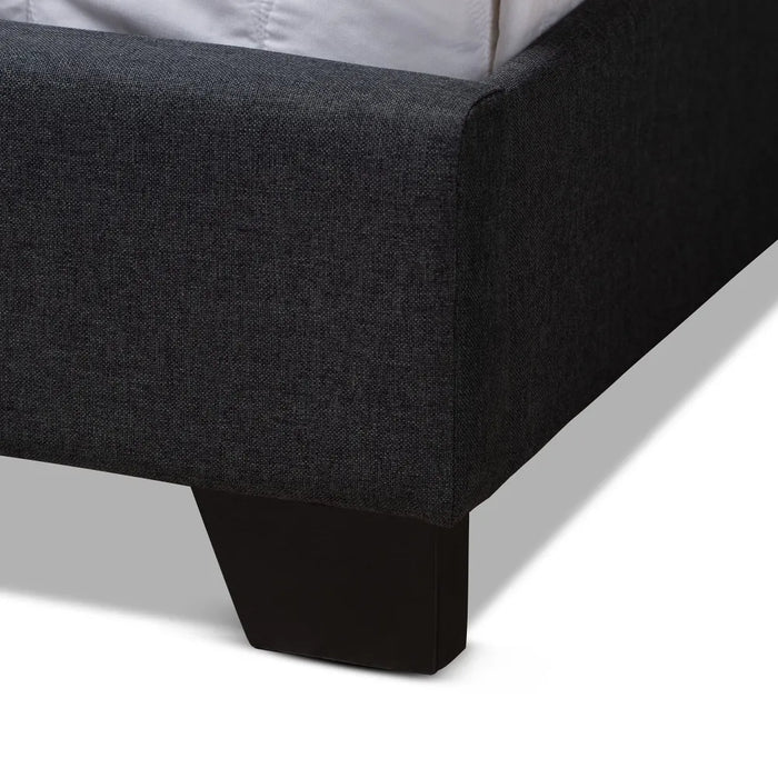 Wooden Bed Frame King Size Brady Modern and Contemporary Charcoal Gray Fabric Upholstered King Size Bed Beds & Furnitures Trees
