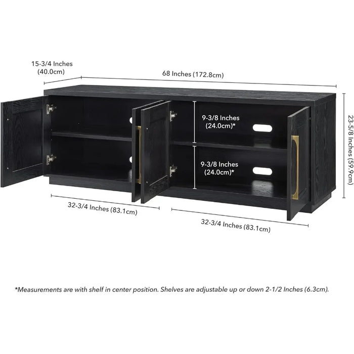 Tillman Rectangular TV Stand for TV's Up to 80" in Black Grain Freight Free Cabinet Table Living Room Furniture Home